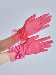 1pair Vintage Women Net Mesh Bow Decor Lace Gloves, For Evening Dress/Formal Attire Valentine's Day Valentines - Multicolor - View 19