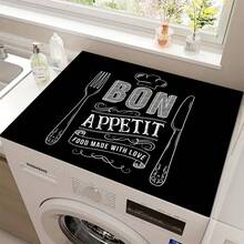 (Hot !!) 1pc 2D Tableware Pattern, Flat Stove Protector Mat And Non-Slip Heat-Resistant Rubber Stove Cover Pad Suitable For Induction Cooktop, Glass Stove And Multi-Functional Anti-Scratch Mat, Also Best Choice For Oven, Washing Machine, Dryer And Kitchen Decoration. - Multicolor - View 13