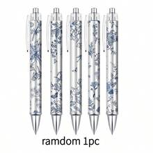 5/10pcs Blue & White Porcelain Pen Set, Black Ink, Smooth Writing, Retractable Ballpoint Pen, Suitable For Journaling, Aesthetic Office Supplies (Blue & White Porcelain Pen) - Multicolor - View 7