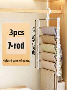 Multi-Layer Pants Rack, Foldable Multi-Layer Pants Hanger, Space-Saving Foldable Trapezoid Pants Rack, Non-Slip Multi-Rod Clothing Storage Organizer, Wrinkle-Free Closet Hanger, Suitable For Jeans, Leggings, Trousers, Scarves And Home Clothing - Multicolor - View 23