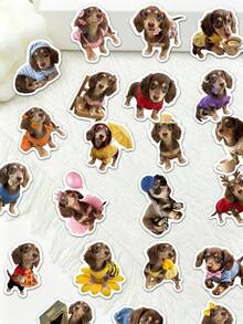 50pcs Funny Dachshund Stickers, Cute Cartoon Humorous Daily Scene Dog Patterns, Waterproof Vinyl Stickers, Suitable For Water Bottles, Laptops, Scrapbooks Decoration - Multicolor - View 3