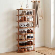 EZIFY 5/6/8-Tier Bamboo Shoe Rack, Rounded Corner Vertical Design, Spacious Top Storage, For Entryway/Hallway/Living Room/Bedroom/Garage, Ideal Housewarming Gift. - 6-tier Semicircle - View 14