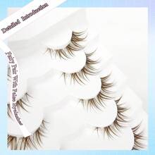 7 Pairs Of Fox Eye Style Natural, Long And Wispy False Eyelashes, Suitable For Daily And Party Makeup, Cat Eye And Fairy Style False Eyelashes, Create A Glamorous Look - Brown - View 3