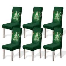 1/2/4/6pcs Christmas Print Chair Covers, Cartoon Holiday Atmosphere Decor, Dust-Proof Elastic Full-Coverage Chair Covers - Multicolor - View 20