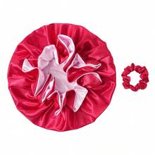 Double Layer Satin Sleep Cap, Women's Large Hair Protection Bonnet, Soft Silky Head Wrap With Matching Hair Tie, Multiple Colors Available - 12941-12946 - View 7
