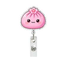 1pc Colorful Cute Bun Acrylic Retractable Rotating Badge Reel ID Holder - Multicolor - View 3