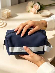 L'Occitane Portable Zippered Cosmetic Bag, Soft Fabric Large Capacity Makeup Storage Pouch, Waterproof Travel Toiletry Bag, Skincare Accessories Gift LOCCITANE-GIFT-42 - Black - View 7