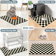1pc Plaid Print Oversized Dish Drying Mat, Bar Countertop Waterproof Mat, Drying Mat, Drainage Mat, Coffee Machine Mat, Washing Machine Top Protector Mat, Stove Top Mat, Dining Table Mat, Mouse Pad, Coffee Cup | Tableware Drying, Absorbent Quick-Drying, Washable And Reusable, Suitable For Kitchen | Cafe, Tea Cup, Coffee Cup, Coffee Machine Accessories, Home Decor For Coffee Lovers, Rental Home Improvement, Perfect As Housewarming Gift, Christmas Gift, Pet Feeding Mat, Washing Machine Protector Mat, Door Mat, Table Mat - Multicolor - View 10