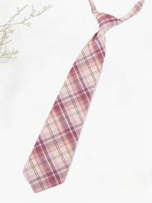 1pc Men's Pink Striped Preppy Style Tie, Suitable For Daily Wear - Pink - View 2