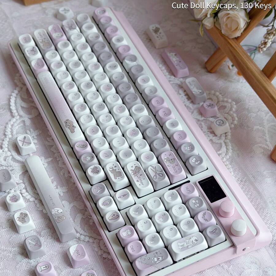 Keycap Boneka Lucu DIY Sangat Menarik PBT 5 Sisi Dye-Sublimation MOA Bulat Kompatibel Dengan Keyboard Mekanik - View 1