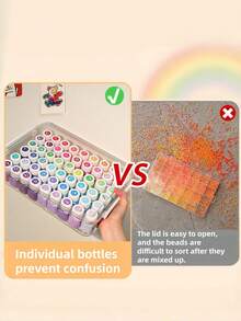 1 Set Transparent Large Capacity Flip Lid Bead Storage Box, Plastic Organizer Storage Box With Compartment Bottles Set, Color Number Stickers, DIY Perler Bead Storage Box, Handmade Sewing Tool Storage Bucket, Desktop Craft Organizer Storage Box, Home Storage, Perler Bead Storage Box - Multiple Styles - View 4