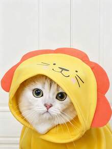 1pc Cute Cartoon 3D Animal Pet Hoodie | Warm Polyester Knit Fabric, Suitable For Medium And Small Dogs, Newborn Puppies, For All Seasons - Multicolor - View 7