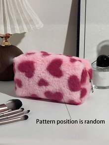 Tas Kosmetik Lembut dan Mewah, Kapasitas Besar, Motif Hati, Tas Perlengkapan Mandi Portabel untuk Perjalanan, Kantong Penyimpanan Kosmetik - MultiWarna - View 6
