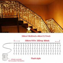1pc 3/4/5/10m LED Icicle String Lights, 8 Lighting Modes, AA Battery Powered, Christmas Wreath Hanging Fairy Lights, Wedding Home Room Decor, Halloween Christmas Decoration - 8-mode Battery-powered Icicle Lights - View 23