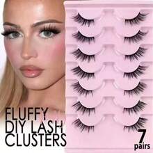7 Pairs 15mm Cat Eye False Eyelashes - Black - View 4