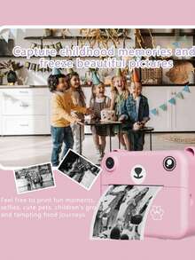 Kids Camera, Instant Print Digital Camera - 1300mAh Rechargeable Battery, Flash, Music, Games, Selfie Mode, Delayed Printing (10s/5s/3s), USB Charging, Pink - Perfect Christmas And Birthday Gift For Teens - Multicolor - View 3