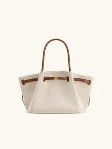 Jw European Style Hana Dumpling Bag Large Capacity Tote Bag For Women, Shoulder & Handheld Dual-Use Commuter Bag, Lightweight & Durable, Suitable For Work, Commuting, School, Shopping, Short Trips, Daily Outings - Beige - View 2