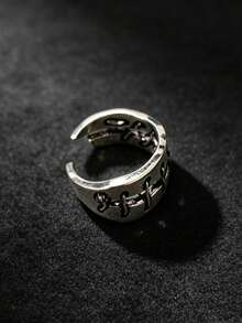 CIREY 1pc Asymmetrical Design Vintage Distressed Handmade Wire-Wrapped Dark Style Heavy-Duty Bound Ring, Unique Niche Bold Retro Versatile Single Ring Accessory - Bundle Ring - View 3