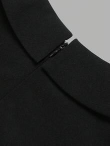 Đầm midi cổ Peter Pan màu đen phong cách vintage mùa thu, tay lỡ 3/4 xẻ cổ tay, dáng xòe chữ A nhấn eo, phù hợp đi làm - màu đen - Xem 4
