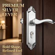 1 Set Stainless Steel Main Door Lock, Consisting Of Two Door Handles And Lock Body With Lock Cylinder, Comes With 3 Keys, Suitable For Bedroom, Large Room, Kitchen, Main Door, Oval Door Handle For Easy Use, Exquisite Craftsmanship, Shiny Silver Color, Perfect Overall Effect - Silver - View 1