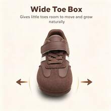 Kids' Retro Training Shoes, Hook-And-Loop Colorblock Casual Sneakers, Unisex Versatile Daily Slip-On Shoes - Brown - View 1