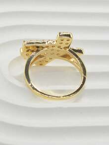 1pc Hip Hop Gold Plated Zirconia Texas State Map Shaped Ring, Unisex Daily Wear Versatile Accessory, Halloween, Party, Holiday Gift - Gold - View 5