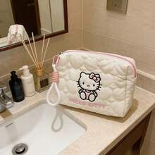 Hasbro Cute Cartoon Cat Quilted Makeup Bag, Portable Travel Cosmetic Pouch, Multi-Purpose Storage Bag For Stationery, Toiletries, Ideal Gift For Friends - Multicolor - View 1