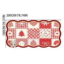 1pc Christmas Red & White Patchwork Shaped Doormat, Welcome Mat, Christmas Tree Bow Heart Plaid Carpet, Rug, Christmas Rug, Bedroom Carpet, Area Rug - Multicolor - View 14