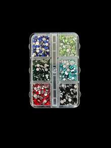 1PC 6-Grid 6-Color Round Flat-Back Rhinestones Assorted Sizes For Nail Art, Handmade DIY, Suitable For Christmas, New Year, New Year's Day And Other Holiday Occasions - Multicolor - View 10