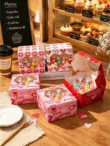 5pcs/10pcs/12pcs/24pcs Romantic Heart‑Window Paper Gift Boxes High‑End Printed Viewable Design Holiday & Party Favor Packaging Storage Cases - View 12