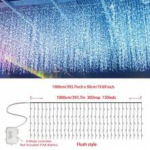 LED Icicle String Lights, Warm White/Cool White/Multicolor, 8 Lighting Modes, AA Battery Powered Fairy Lights, Home Room Bedroom Garden Street Fence Roof Window Hanging Decorative Lights, Wedding Party Background Decoration, Valentine's Day Halloween Christmas Atmosphere Decorative Lights - 8-mode AA Icicle Lights - View 16