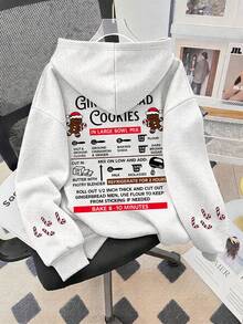 Christmas New Year Gingerbread Man Candy Cane Cartoon Holiday Pattern Double-Sided Print Sweatshirt, Suitable For Spring/Autumn/Winter, Lightweight Inner/Outer Wear Top, Suitable For Teen Girl - Light Grey - View 2