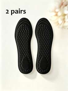 2 Pairs Women's Soft Sole Comfortable Massage Insoles, Breathable Sweat-Absorbent, Anti-Fatigue For Long Standing, High Heel Shoes & Boots Accessory - Black-round Head - View 6
