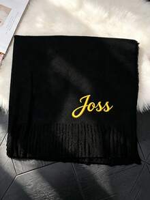 Customized Embroidered Tactile Tassel Scarf, Personalized Name Women's Long Scarf, Soft Tassel Shawl, Suitable For Winter Layering, Travel And Daily Wear - Multicolor - View 7