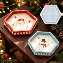 1pc Hexagon Christmas Tree Edge Tray Silicone Mold, Christmas Storage Tray Holiday Decor Making Mold, Daily Storage Container Mold, Perfect For Handmade Crafts, Easy Release And Reusable - Silicone Mold - View 5