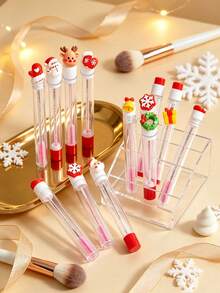 10pcs/1pc Christmas Eyelash Brushes – Suitable For Lash Extensions; Festive Eye Beauty Tools; Small Gifts For Christmas Parties; Reusable, Portable Eyebrow Brushes; Stocking Stuffers Featuring Santa And Snowflake Designs. - Multicolor - View 4