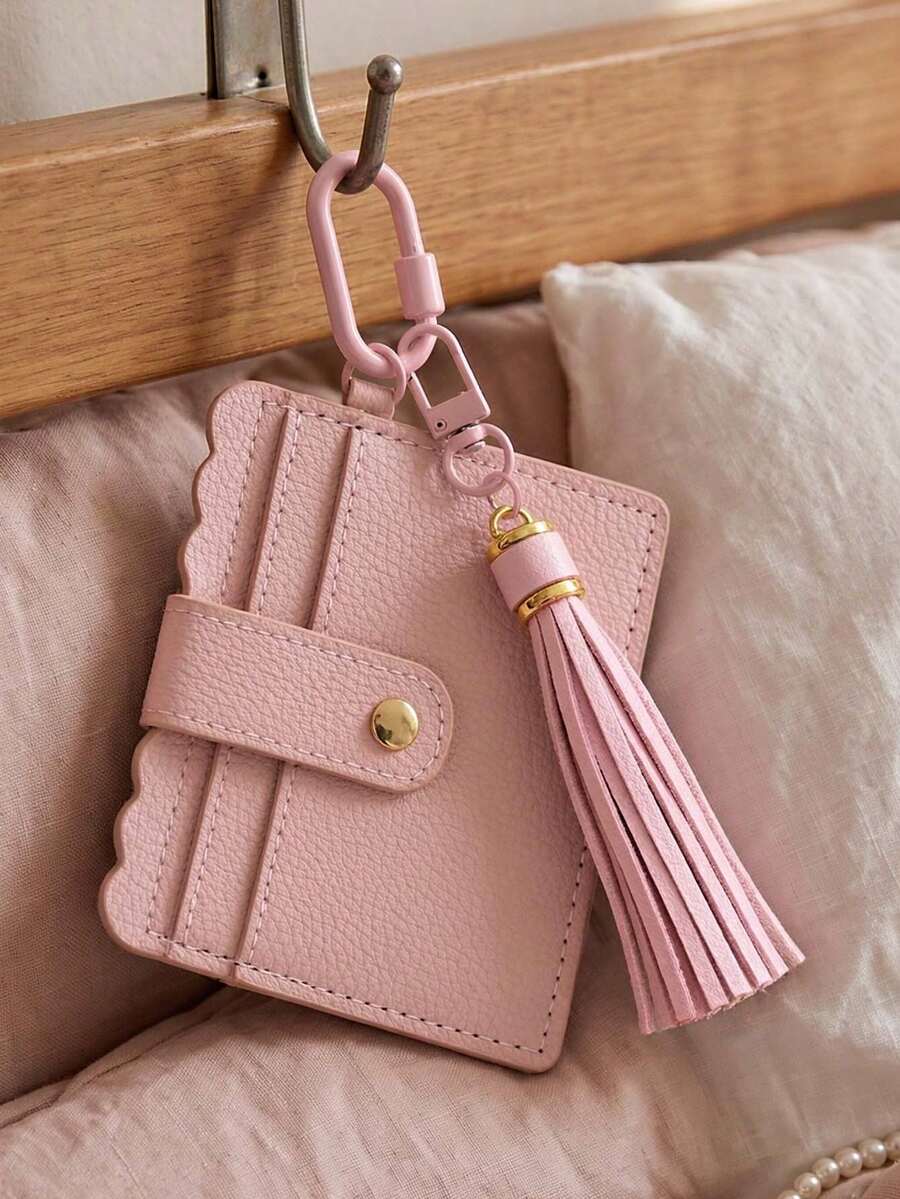 PU Card Holder Keychain With Tassel,Multi Slots Id Credit Card Wallet Bag Charm,Portable Id Card Coin Purse,Bank Card Holder,Fashion Accessories - Multicolor - View 1