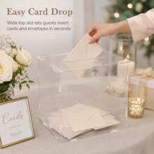 Transparent Acrylic Lockable Message Box, Wedding Guest Blessing Card Storage Box, Party Birthday Event Raffle Collection Box, Business Event Feedback & Wish Card Storage Box, Home Decor, Holiday Gift - A - View 3