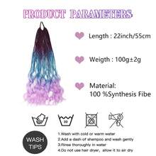 Synthetic Box Braid Ponytail Extension For Women, Long Thin Braids With Wavy Curly Ends, Ombre , Festival Boho Party Concert Daily - Multicolor - View 4