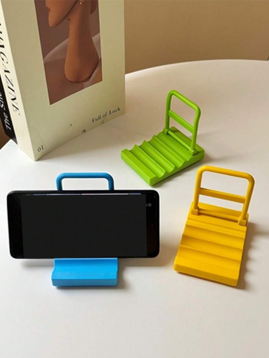 Cute Cart Phone Holder, Simple Style, Student Dormitory, Desktop Decoration, Lazy Drama Watching Tool Portable Folding Holder, Very Suitable For Mobile Phones And Tablets. Suitable For Desktop Office, Drama Watching,Birthday Gift - Multicolor - View 1