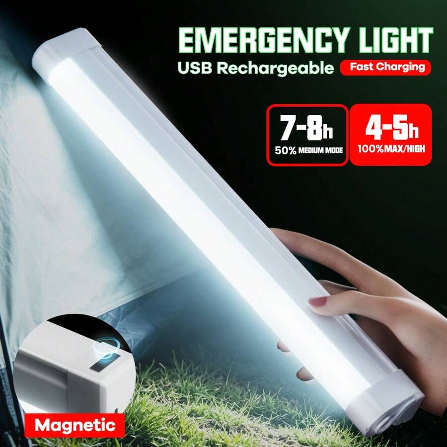 1件 LED照明燈 USB快充 長電池續航 寬照明範圍 多種調光模式 附磁吸與便利掛鉤 便攜式 適用於露營、戶外烹飪、旅行、帳篷、徒步、探險、街頭攤販、汽車維修、野生動物驅趕、攝影補光、書房照明、農場、停電緊急使用