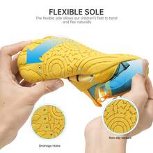 Kids Yellow & Blue Colorblock Spider Web Pattern Beach Shoes, Unisex Toddler Water Shoes, Hook & Loop Quick-Dry Non-Slip Seaside Creek Shoes - Yellow - View 6
