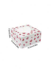 Kotak Kado Kertas Jendela Hati Romantis 4pcs/12pcs/24pcs dengan Desain Cetak Transparan Berkualitas Tinggi, Kemasan Penyimpanan untuk Liburan & Pesta - View 2