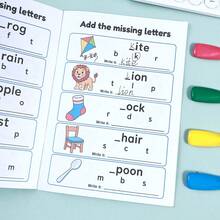 Children's English Letter Completion Practice Book, Picture-Based Missing Word Completion, Phonics Practice Workbook, Back To School Student English Spelling Enlightenment Homework Book, Early Education Educational Training Notebook - Multicolor - View 5