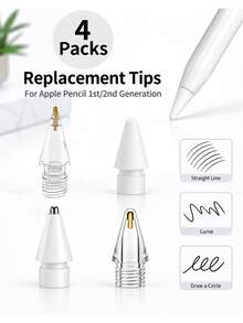 1/2/3/4pcs Replacement Tips For Apple Pencil 1st/2nd Generation, Fine Point Touch Stylus Tips, Metal Wear-Resistant Non-Slip Transparent Tips, Tablet Precise Writing And Drawing Accessories - Multicolor - View 17