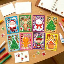 32/24/16/8pcs Christmas Make A Face Stickers, Mix And Match Christmas Character Stickers, Santa Snowman Xmas Tree DIY Sticker Sheets, Kids Art Craft Stickers For Christmas Party Favors - Multicolor - View 4