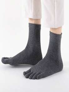 2/4/8 Pairs Minimalist Solid Color Unisex Five-Toe Socks, Moisture-Wicking Split-Toe Design, Multi-Color Options, Sports & Casual Socks - Multicolor - View 3