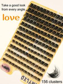 156 Clusters 3D False Eyelashes, 13 Rows Large Capacity Eyelash Clusters, Single Cluster False Eyelashes, Segmented False Eyelashes, Eyelash Clusters, Fluffy False Eyelashes, DIY Eyelash Clusters, D Curl Natural Segmented Eyelash Clusters - D - View 4