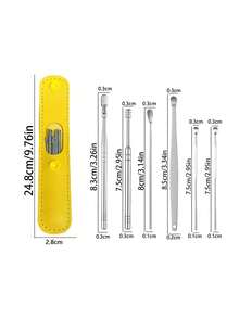 Portable Leather Earwax Removal Kit, Includes Ear Scoop And Spring-Loaded Earwax Cleaner, Travel-Size Spiral Design Ear Cleaning Tool Set, Suitable For Adults, Adult-Specific Earwax Cleaning Tool, Travel Essential - Multicolor - View 2