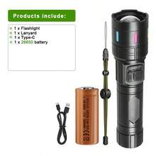 300000LM New Upgrade Flashlight Zoom Rechargeable LED Torch 4 Modes High Power Flashlights Waterproof Outdoor Tactical Lantern - Black - View 15